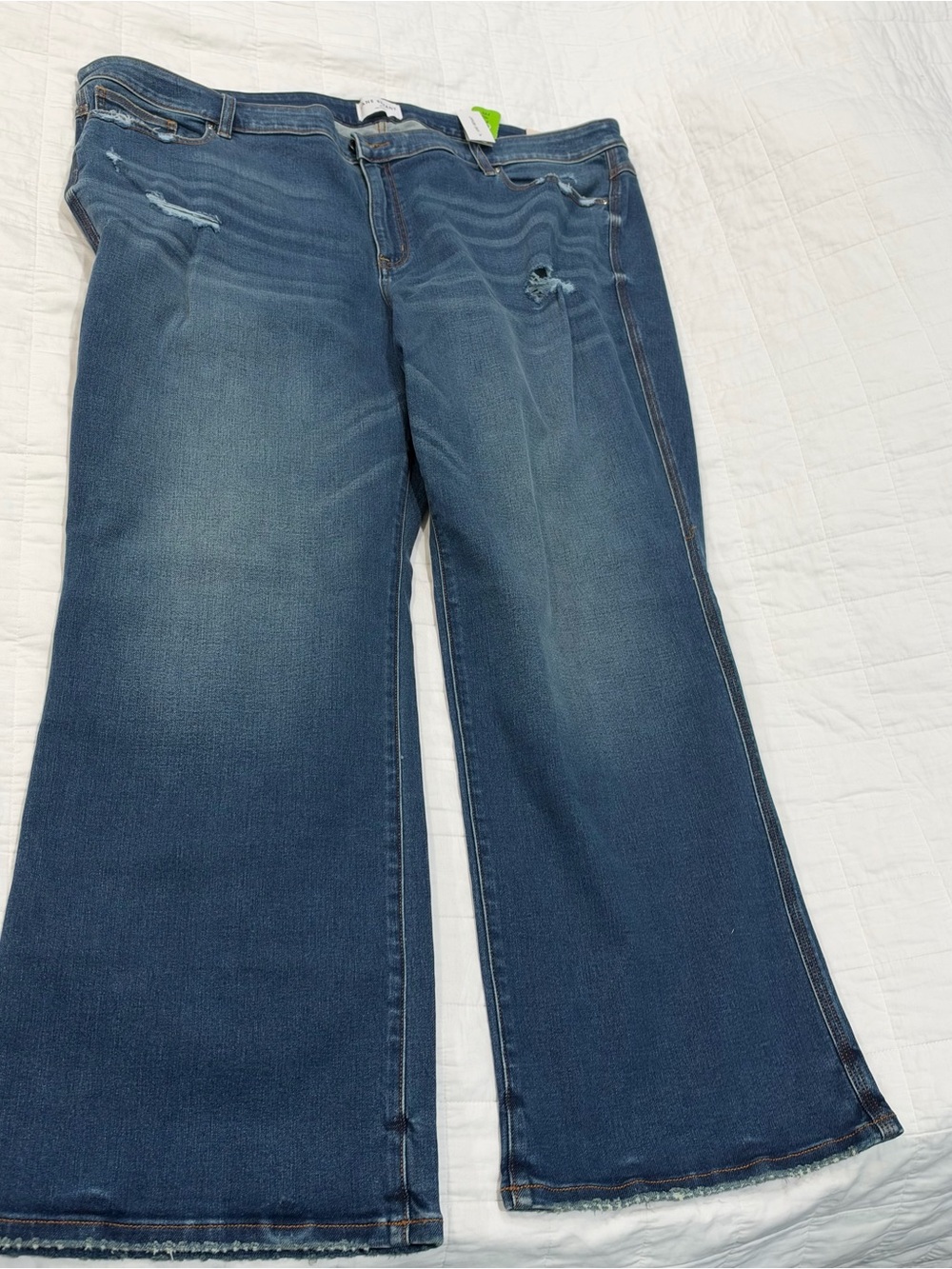 Lane Bryant Dark Blue Wide-Leg Distressed Jeans